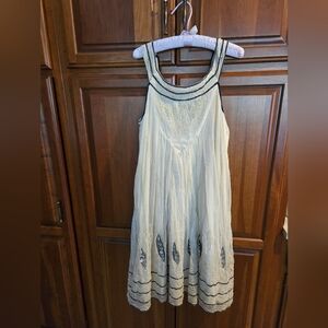 Sundance Cream and Black Embroidered Midi Dress